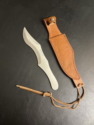 MAGNUM Stainless MINI BO-KRI Throwing Knife Fixed Blade W/ Leather SHEATH Bailey - Image 1
