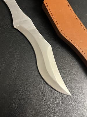MAGNUM Stainless MINI BO-KRI Throwing Knife Fixed Blade W/ Leather SHEATH Bailey - Thumbnail 3