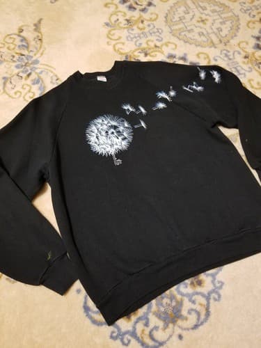 Vintage L Dandelion Sweatshirt Large Womens Black Sweater USA Vtg Tour - Thumbnail 3