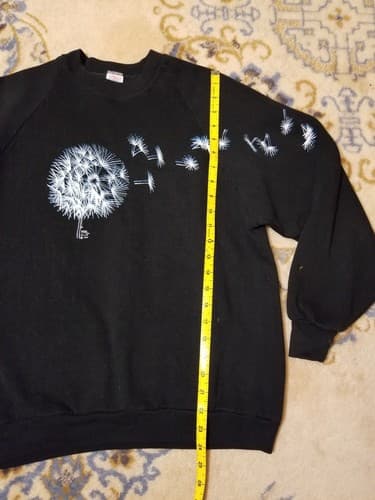 Vintage L Dandelion Sweatshirt Large Womens Black Sweater USA Vtg Tour - Thumbnail 4