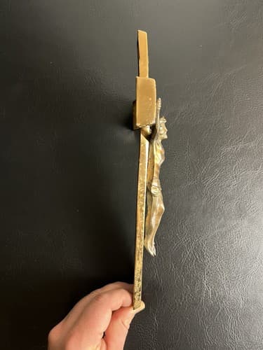 Vtg Catholic Crucifix Hanging Cross INRI Heavy Metal 12” Tall Bronze Color Jesus - Thumbnail 8