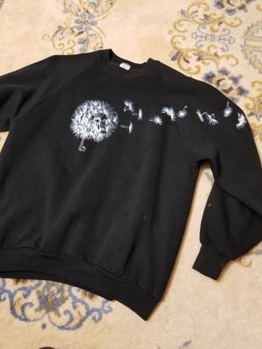 Vintage L Dandelion Sweatshirt Large Womens Black Sweater USA Vtg Tour - Thumbnail 9