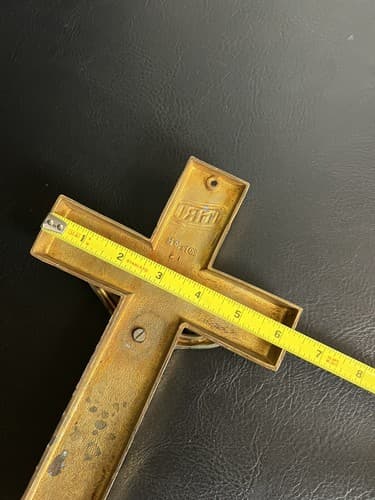 Vtg Catholic Crucifix Hanging Cross INRI Heavy Metal 12” Tall Bronze Color Jesus - Thumbnail 11