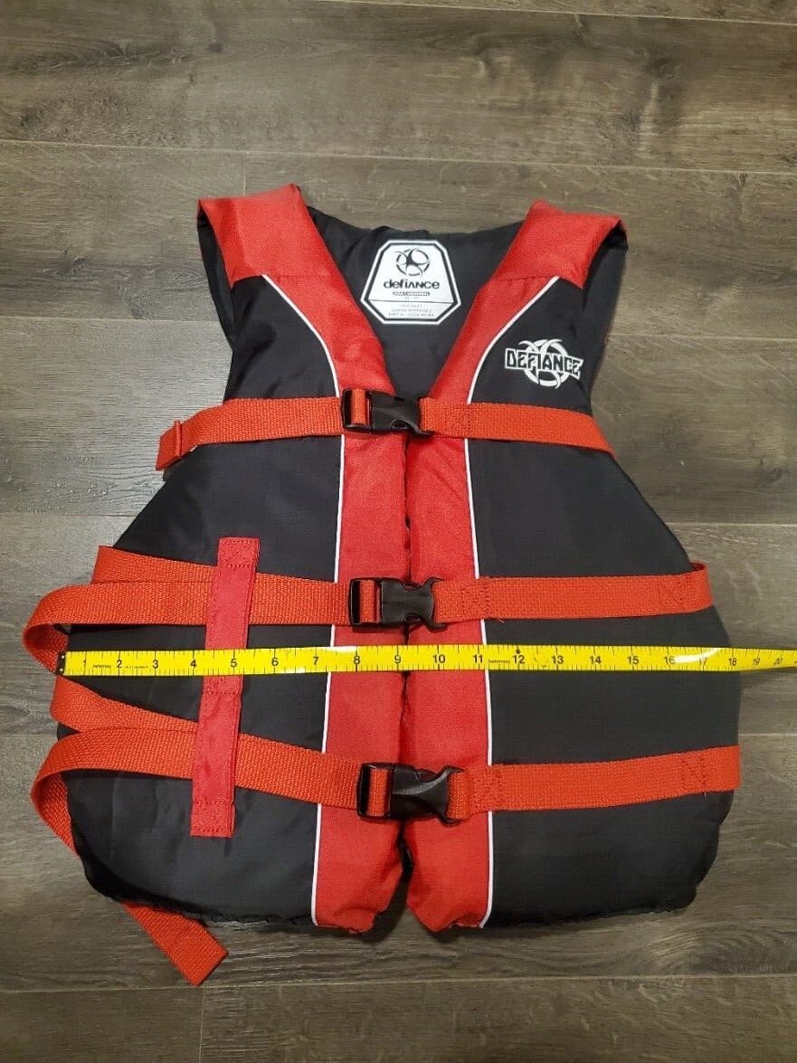 Defiance Universal Swimming Life Vest Jacket Red Black 90lb Type III 30"-52" - Thumbnail 5
