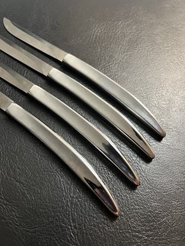 VTG 1950s Carvel Hall Stainless Steel Non Serrated 440 Steak Knives 4 Piece Set - Thumbnail 6