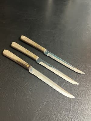 Vintage 3 Washington Forge Yorktowne 8.5” Steak Knives Serrated Blade USA - Thumbnail 7