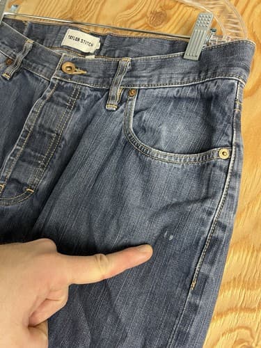 Taylor Stitch Democratic Selvedge Jeans Mens 35 *34x34 Straight Leg Dark Wash - Thumbnail 6