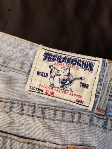 True Religion Jeans 38x34 Mens Blue Pants Section: SLIM Relaxed Faded Denim USA - Thumbnail 8