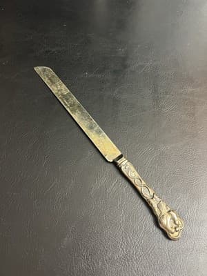 Vintage Wedding Cake Knife Silver Plated Dove Intertwined Ida Pingala Caduceus - Image 1