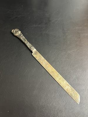 Vintage Wedding Cake Knife Silver Plated Dove Intertwined Ida Pingala Caduceus - Thumbnail 5