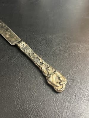 Vintage Wedding Cake Knife Silver Plated Dove Intertwined Ida Pingala Caduceus - Thumbnail 2