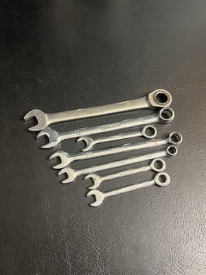 7 Pc Lot Kobalt Metric SAE MM Combination Wrench Mixed Set 14 12 11 3/8 5/16 - Image 1