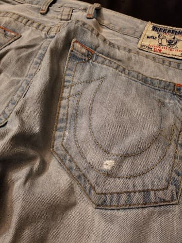 True Religion Jeans 38x34 Mens Blue Pants Section: SLIM Relaxed Faded Denim USA - Thumbnail 9