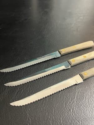 Vintage 3 Washington Forge Yorktowne 8.5” Steak Knives Serrated Blade USA - Thumbnail 3