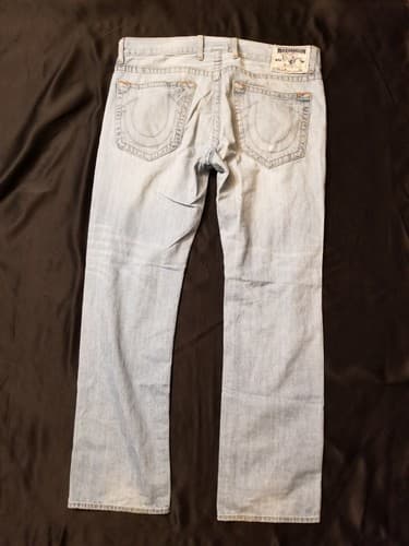 True Religion Jeans 38x34 Mens Blue Pants Section: SLIM Relaxed Faded Denim USA - Thumbnail 6