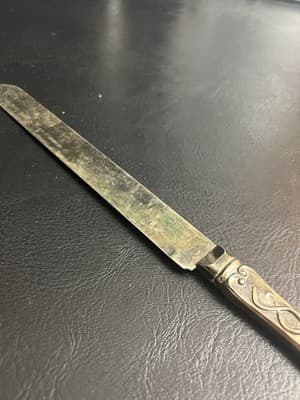 Vintage Wedding Cake Knife Silver Plated Dove Intertwined Ida Pingala Caduceus - Thumbnail 3