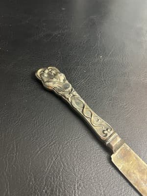 Vintage Wedding Cake Knife Silver Plated Dove Intertwined Ida Pingala Caduceus - Thumbnail 9