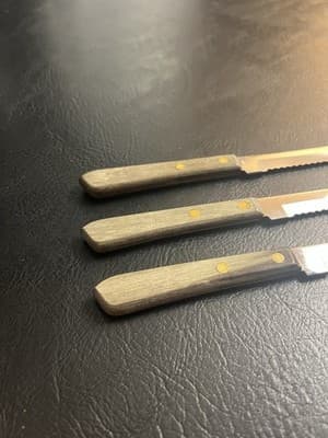 Vintage 3 Washington Forge Yorktowne 8.5” Steak Knives Serrated Blade USA - Thumbnail 11