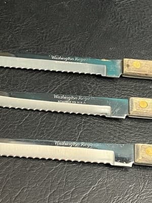 Vintage 3 Washington Forge Yorktowne 8.5” Steak Knives Serrated Blade USA - Thumbnail 5
