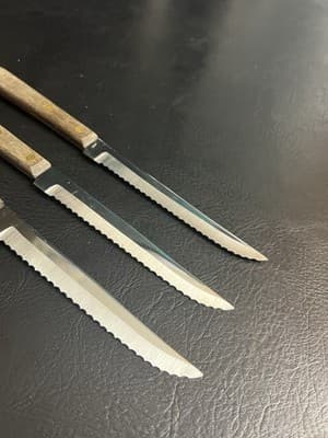 Vintage 3 Washington Forge Yorktowne 8.5” Steak Knives Serrated Blade USA - Thumbnail 8