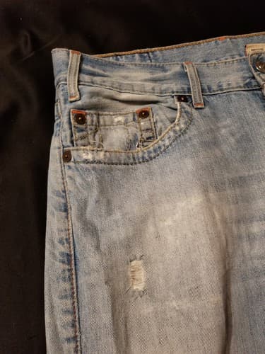 True Religion Jeans 38x34 Mens Blue Pants Section: SLIM Relaxed Faded Denim USA - Thumbnail 4