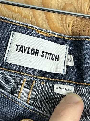 Taylor Stitch Democratic Selvedge Jeans Mens 35 *34x34 Straight Leg Dark Wash - Thumbnail 3