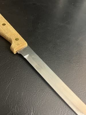 Old Homestead 7.5" Slicer Knife Stainless Straight Edge Wood Handle Vtg Japan - Thumbnail 3