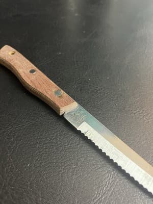 Vintage Maxam Serrated Steak Knife Wooden Handles Stainless Steel 5” Blade - Thumbnail 8