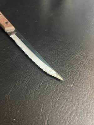 Vintage Maxam Serrated Steak Knife Wooden Handles Stainless Steel 5” Blade - Thumbnail 7