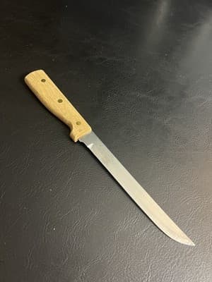 Old Homestead 7.5" Slicer Knife Stainless Straight Edge Wood Handle Vtg Japan - Image 1