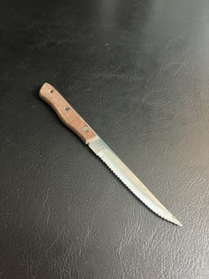 Vintage Maxam Serrated Steak Knife Wooden Handles Stainless Steel 5” Blade - Thumbnail 6