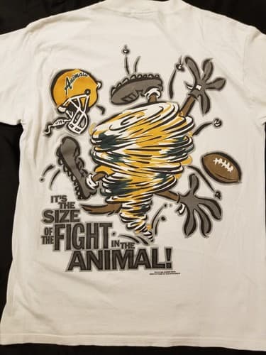 Vtg 90s Tasmanian Devil Taz Looney Tunes L Football Double T Shirt Fight Animal - Thumbnail 5
