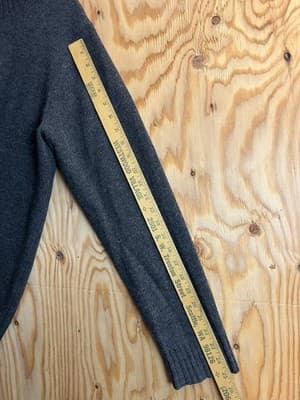 VTG CC Filson Lambswool Sweater Mens L 1/4 Button Up Ash Grey Shawl Leather Logo - Thumbnail 12