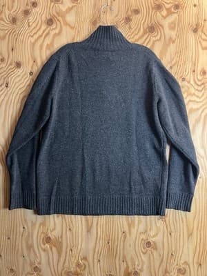 VTG CC Filson Lambswool Sweater Mens L 1/4 Button Up Ash Grey Shawl Leather Logo - Thumbnail 8