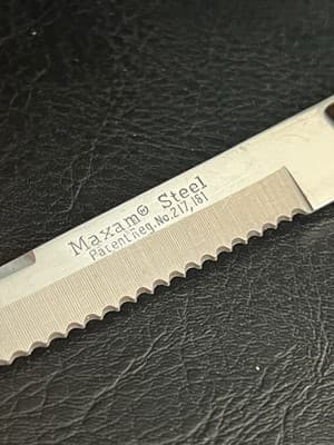 Vintage Maxam Serrated Steak Knife Wooden Handles Stainless Steel 5” Blade - Thumbnail 5