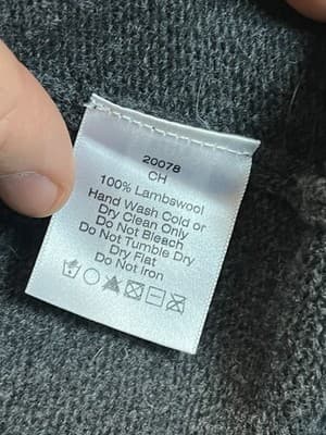 VTG CC Filson Lambswool Sweater Mens L 1/4 Button Up Ash Grey Shawl Leather Logo - Thumbnail 6