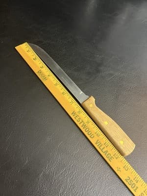 Old Homestead 7.5" Slicer Knife Stainless Straight Edge Wood Handle Vtg Japan - Thumbnail 10