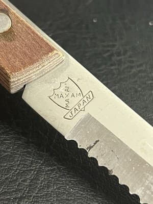 Vintage Maxam Serrated Steak Knife Wooden Handles Stainless Steel 5” Blade - Thumbnail 11