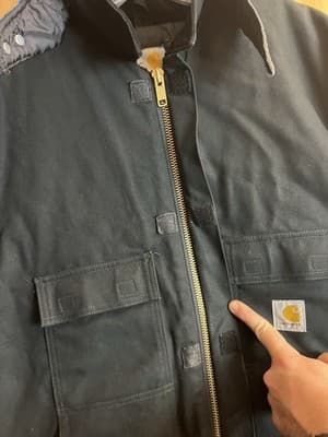 Carhartt C003 BLK Loose Fit Duck Quilt Jacket Coat Parka Mens 2XL Tall Hood Vtg - Thumbnail 6