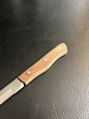 Vintage Maxam Serrated Steak Knife Wooden Handles Stainless Steel 5” Blade - Thumbnail 4