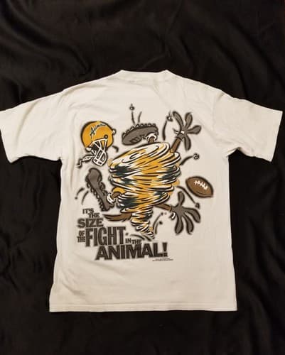 Vtg 90s Tasmanian Devil Taz Looney Tunes L Football Double T Shirt Fight Animal - Thumbnail 2