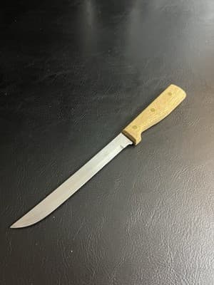 Old Homestead 7.5" Slicer Knife Stainless Straight Edge Wood Handle Vtg Japan - Thumbnail 6