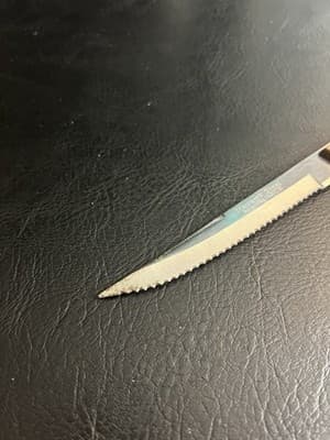 Vintage Maxam Serrated Steak Knife Wooden Handles Stainless Steel 5” Blade - Thumbnail 2
