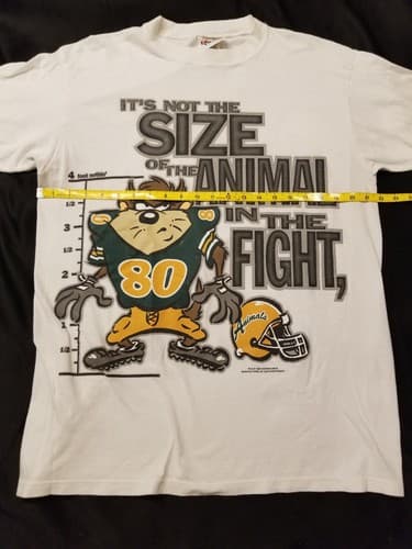 Vtg 90s Tasmanian Devil Taz Looney Tunes L Football Double T Shirt Fight Animal - Thumbnail 8