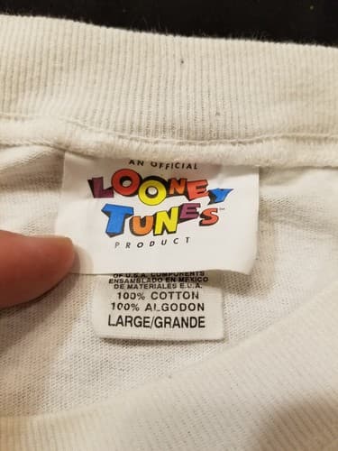 Vtg 90s Tasmanian Devil Taz Looney Tunes L Football Double T Shirt Fight Animal - Thumbnail 3