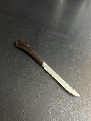 1 X Vintage Ginsu Stainless Steel Serrated Brown Handle 4 Inch Steak Knife - Thumbnail 6