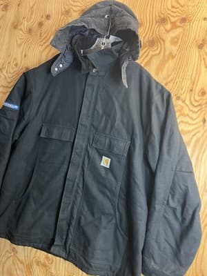 Carhartt C003 BLK Loose Fit Duck Quilt Jacket Coat Parka Mens 2XL Tall Hood Vtg - Thumbnail 4