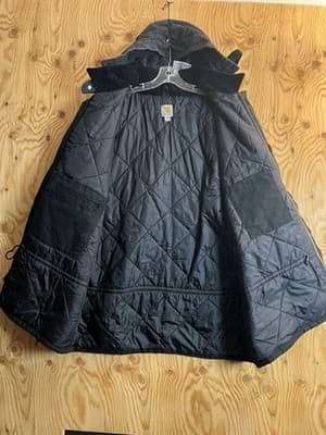 Carhartt C003 BLK Loose Fit Duck Quilt Jacket Coat Parka Mens 2XL Tall Hood Vtg - Thumbnail 7