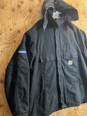 Carhartt C003 BLK Loose Fit Duck Quilt Jacket Coat Parka Mens 2XL Tall Hood Vtg - Thumbnail 2