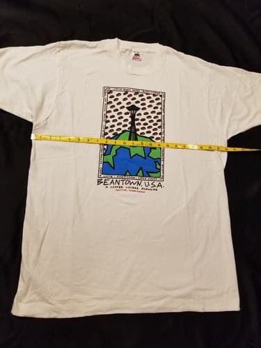 Vtg 90s Seattle Beantown Coffee Lovers Paradise Space Needle XL T-Shirt Barista - Thumbnail 9